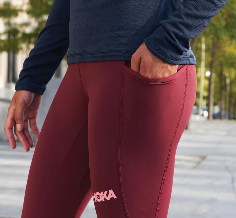 Pantalones Hoka One One Mujer - Performance Crop Tight - Marrones - FZW305286